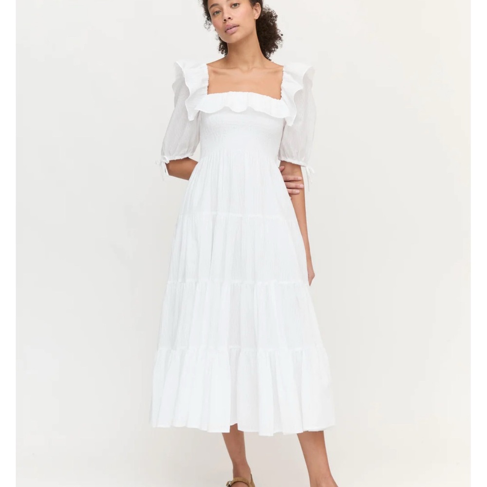 Hill House Corinne Nap Dress in White Stripe XS NWT
